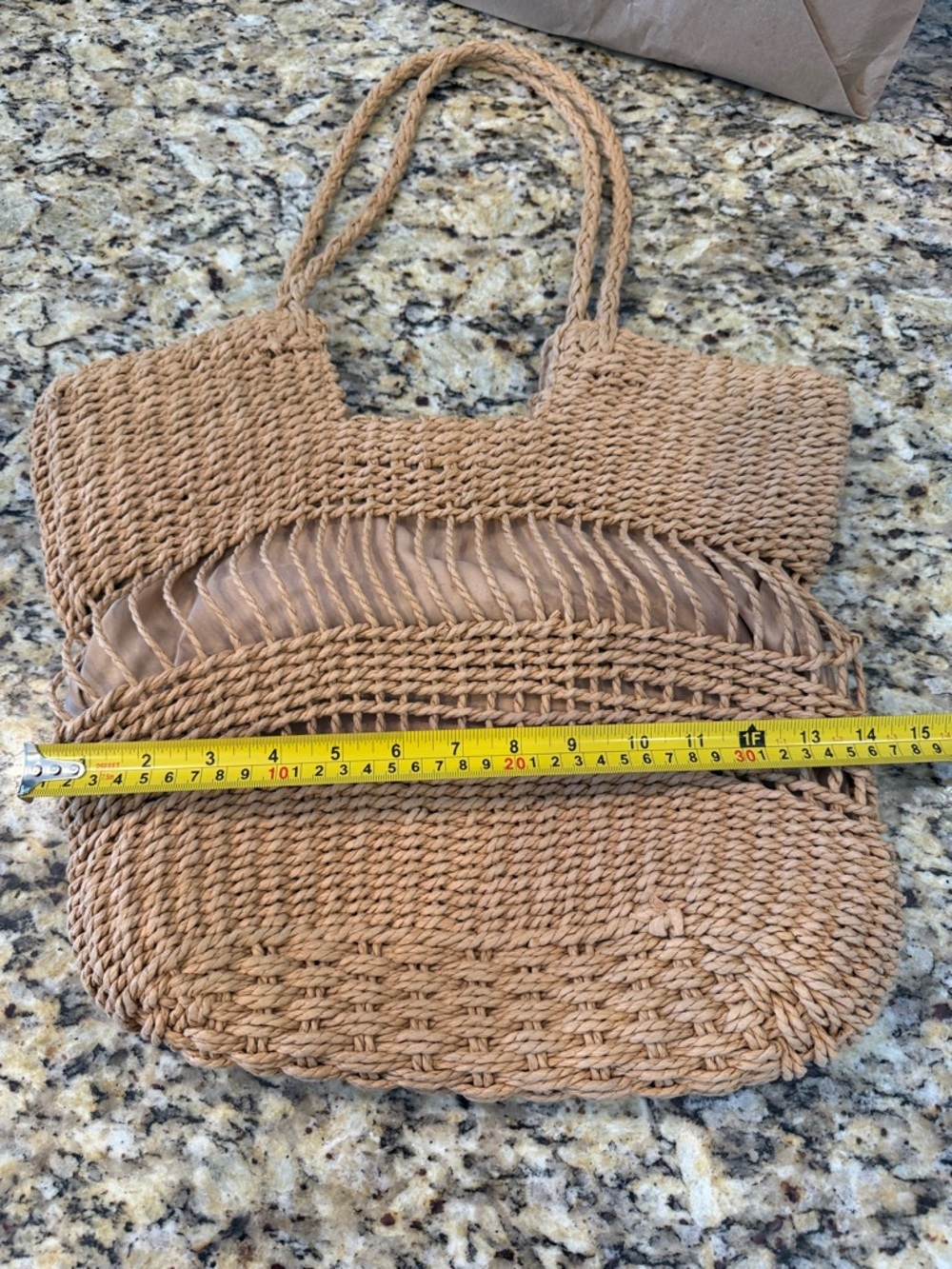 Woven Straw Tote Bag - Beige - Picture 6 of 7